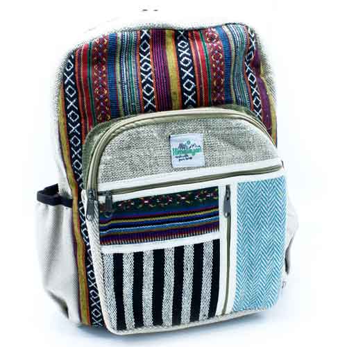 hemp and cotton backpack with zips